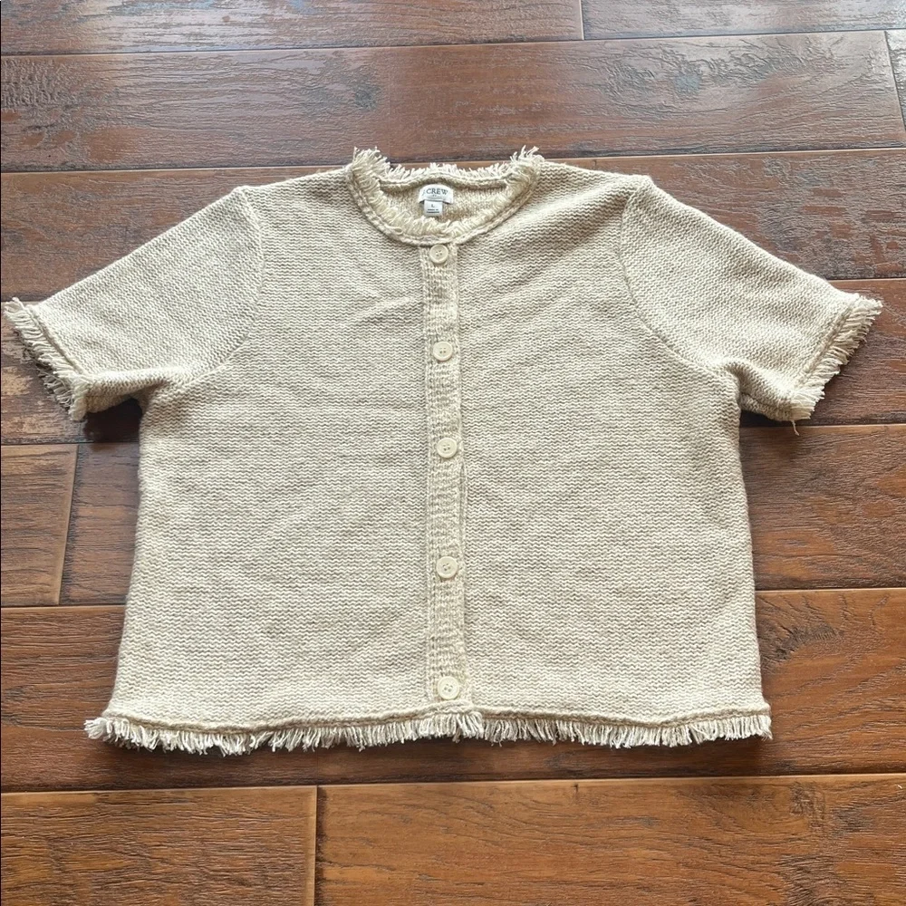 NWOT J. Crew Cream Fringe Knit Cardigan - - Size Large